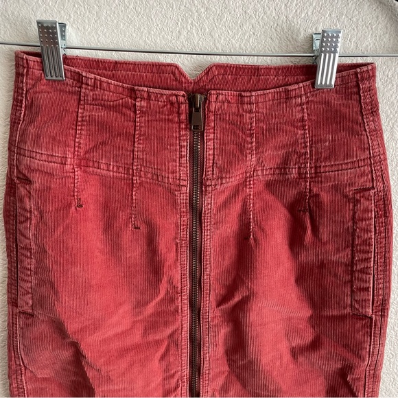 Free People We the Free Corduroy Zipper Front Skirt in Poppy Red - Picture 2 of 7